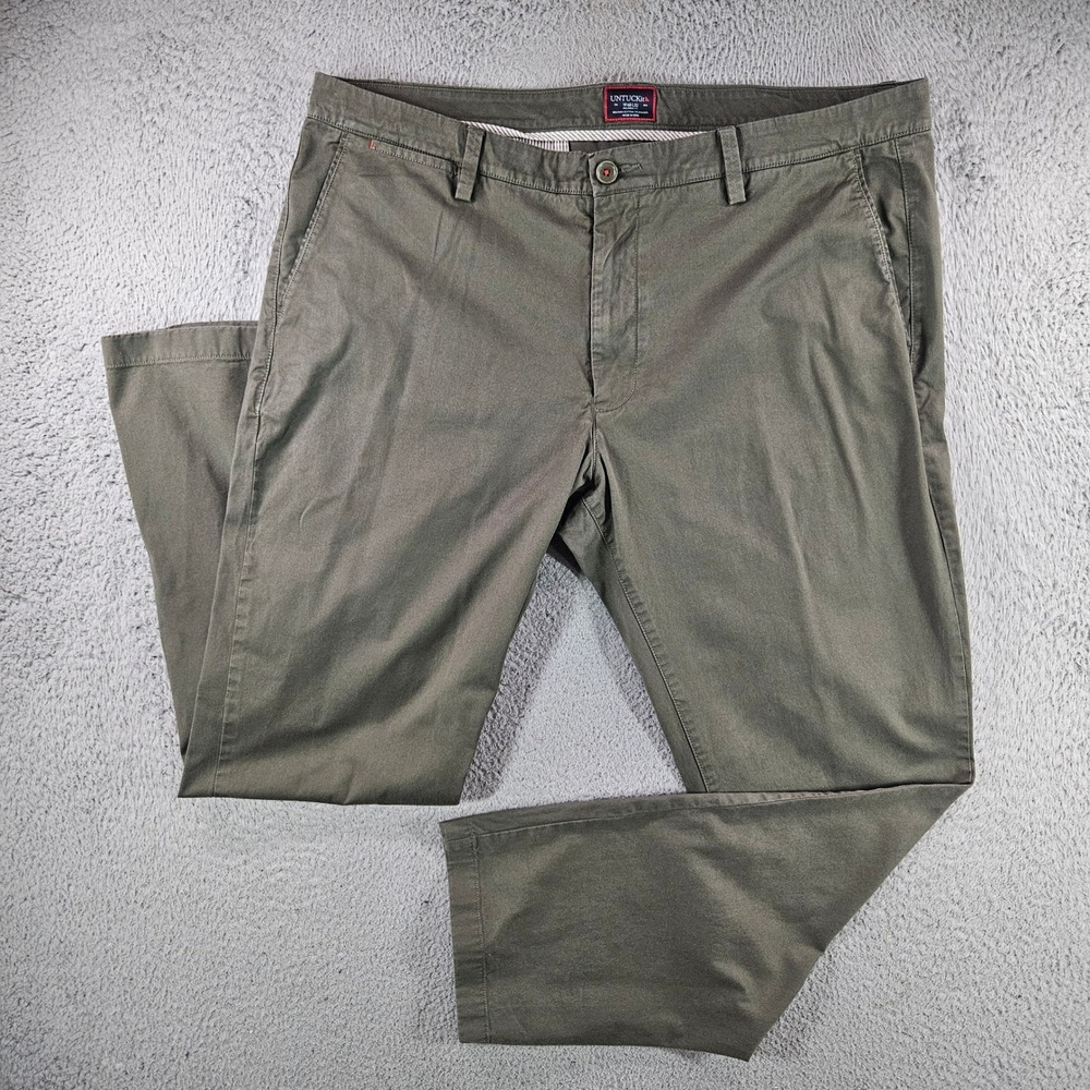 UNTUCKit‎ Mens Chino Pants 40x32 Relaxed Fit Dark Green Pima Cotton